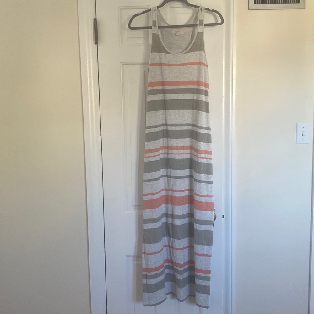 Loft Stripped Sleeveless Maxi Dress Size M